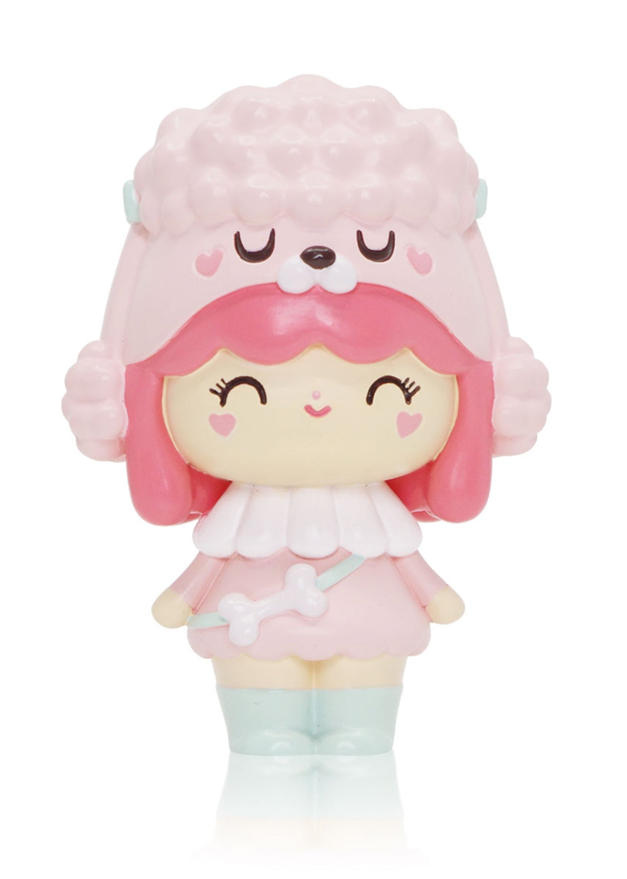 Best Friends Momiji doll with pink hair, poodle hat, pink dress, and bone bag; a cute collectible with secret message inside. — Momiji Doll