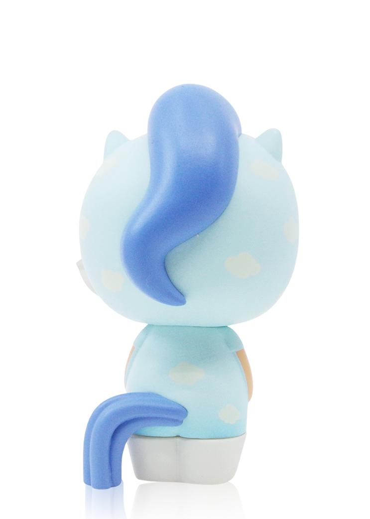 Momiji doll, Little Starlight Girl (Head in the Clouds Edition), 3", blue with purple mane, shown from the back on white background. — Momiji Doll