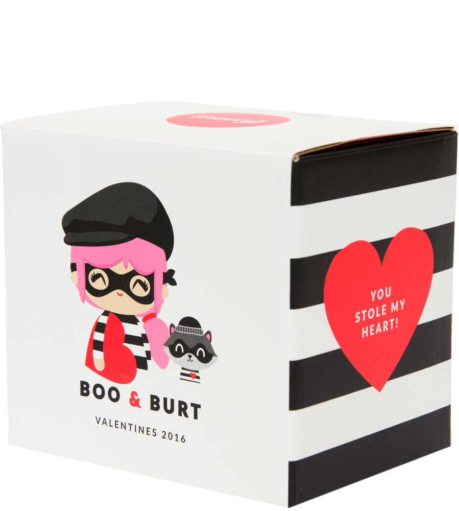 A Boo & Burt Momiji doll box featuring cute designs, bright colors, and signature collectible Momiji doll branding. — Momiji Doll
