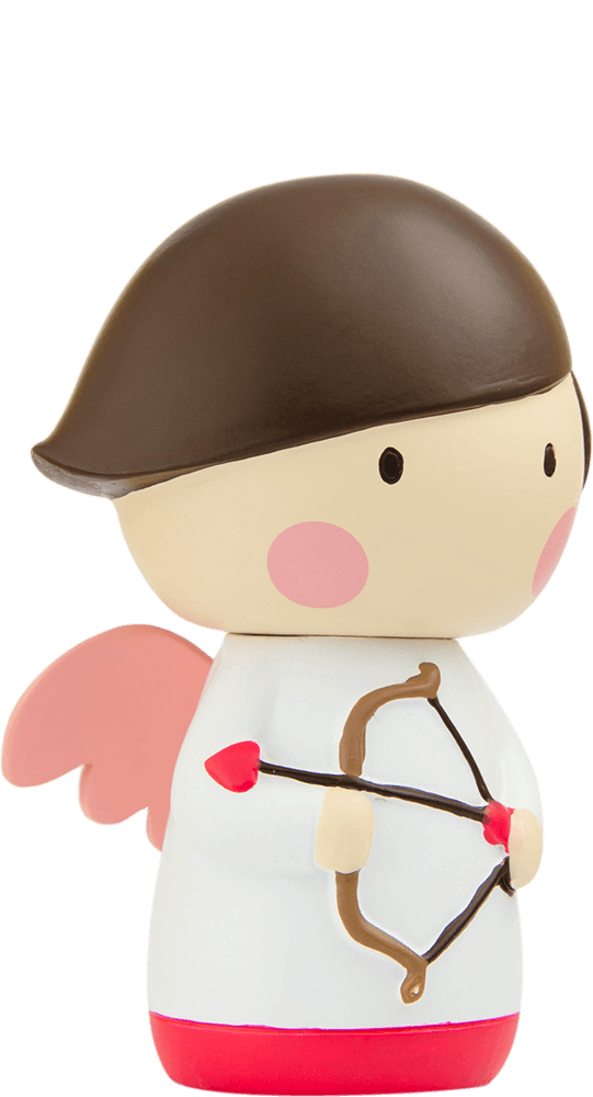 Plu & Pia Momiji doll as Cupid with pink wings and a bow, featuring cute details and pastel colors. Collectible with secret message. — Momiji Doll