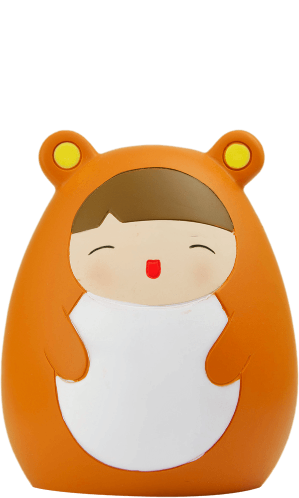 Donut Momiji doll with bear ears, a round pink body, smiling face, and sprinkles detail. Holds a secret message inside. — Momiji Doll