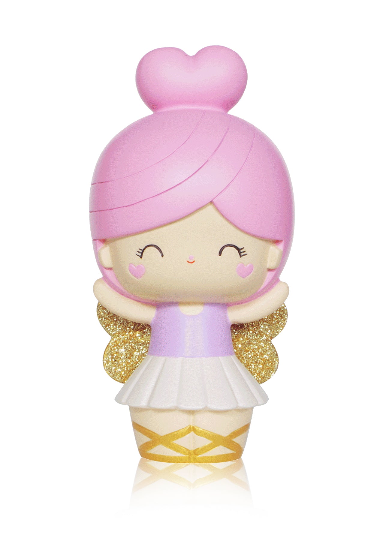Momiji doll Nutcracker with pink hair, gold glitter wings, and a purple top. Perfect collectible for Christmas gifting. — Momiji Doll