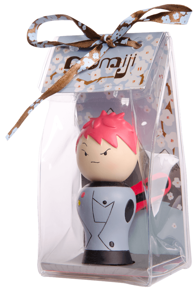 Ollie Momiji doll with pink hair, gray outfit, and clear gift bag tied with a bow; collectible and kawaii. — Momiji Doll