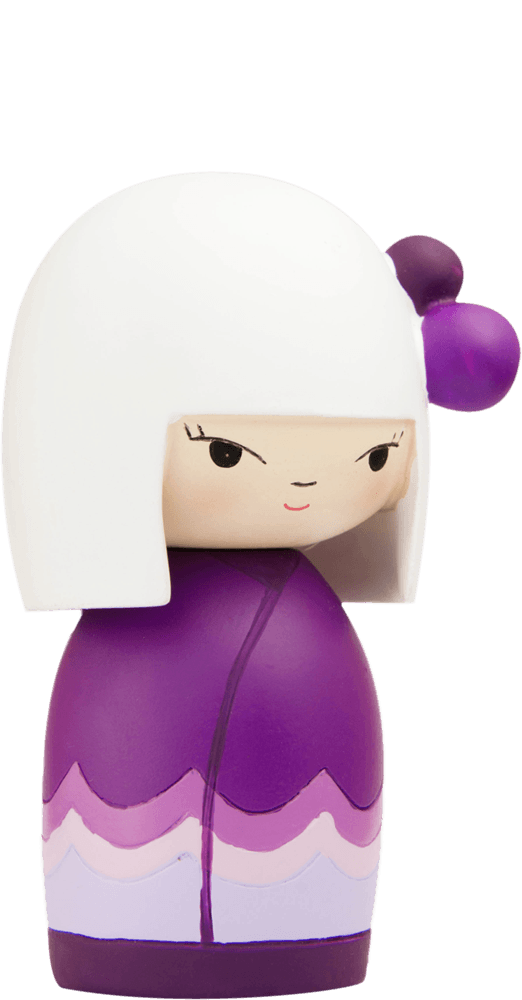 Silly Billy Momiji doll with white hair, purple outfit, matching accessory, and a cute painted face. — Momiji Doll