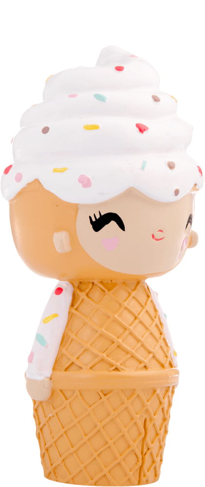 Happy Happy Happy Momiji doll with an ice cream cone body, pastel sprinkles, happy face and secret message slot. — Momiji Doll