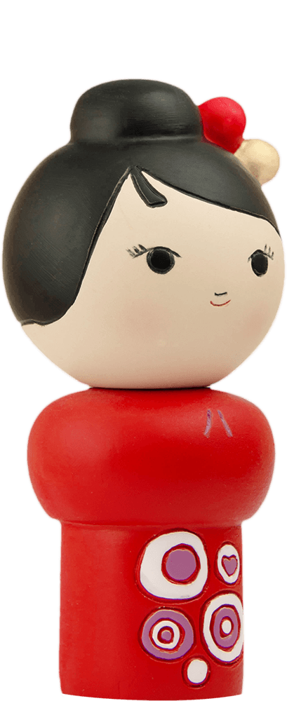 Best Friends Momiji doll with black hair, red dress, and sweet smile—collectible, kawaii gift with hidden message slot. — Momiji Doll