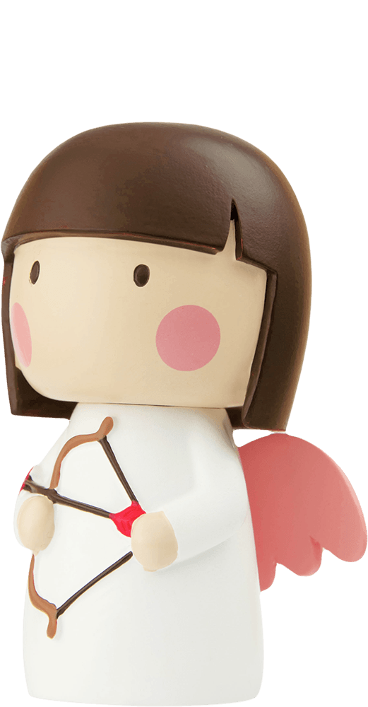 Plu & Pia Momiji doll with pink wings and a white dress, kawaii collectible with a secret message inside. — Momiji Doll