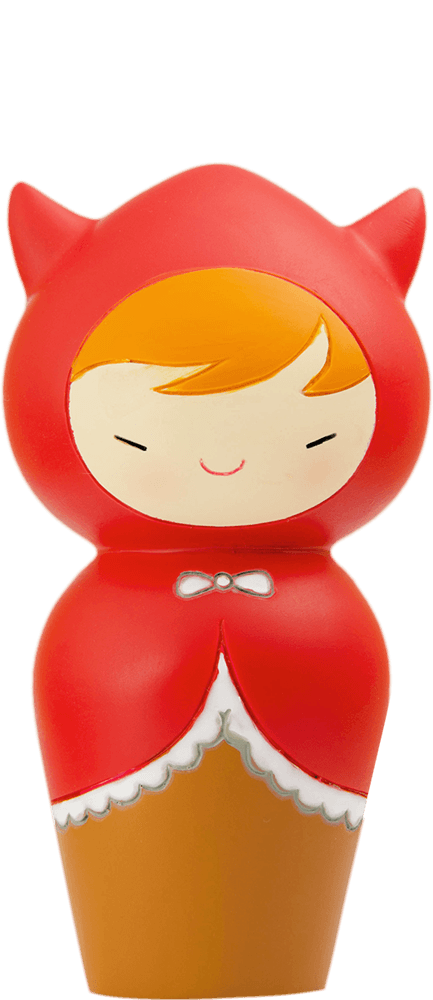 Ruby Momiji doll with orange hair, red hood, and a sweet smiling face. Kawaii collectible with signature Momiji charm. — Momiji Doll