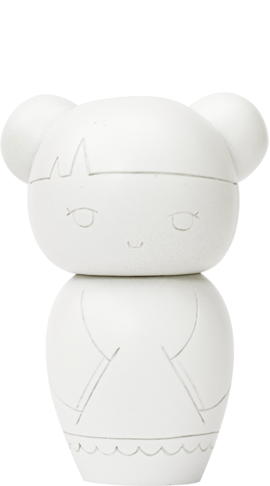 Papillon Momiji doll: minimalist, unpainted, round head, small ears, simple dress details; ready to paint and personalize. — Momiji Doll