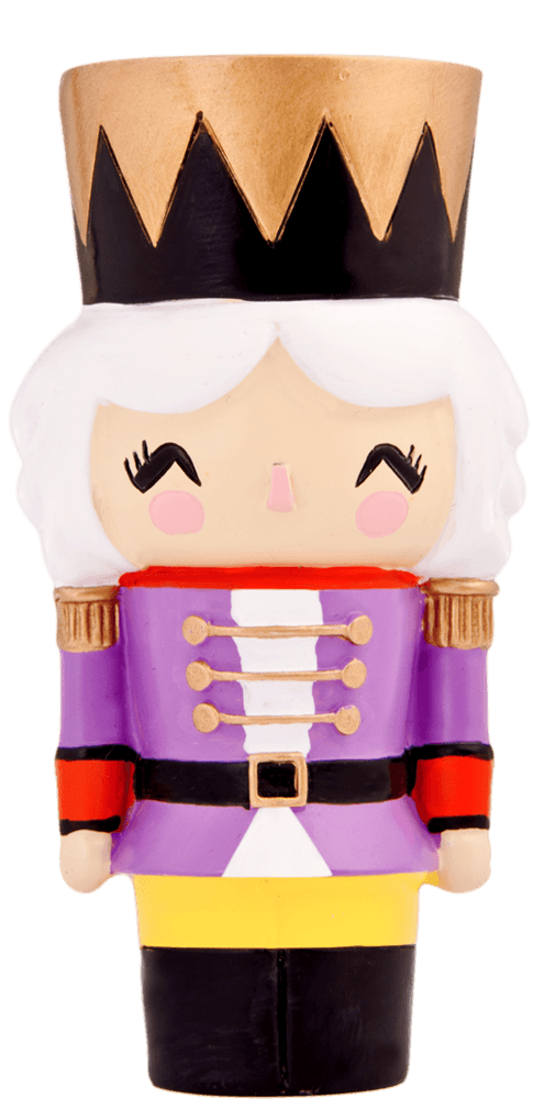 Natalia Momiji doll with white hair, gold and black hat, and purple uniform. Collectible resin figure with secret message inside. — Momiji Doll