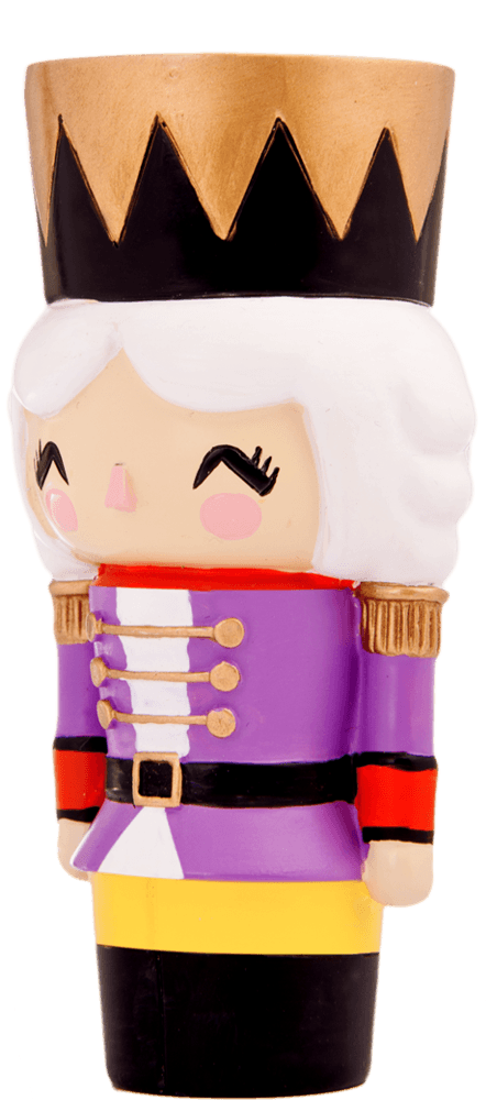 Natalia Momiji doll: kawaii toy soldier with white hair, gold crown, and purple, red, and yellow uniform; collectible vinyl figure. — Momiji Doll