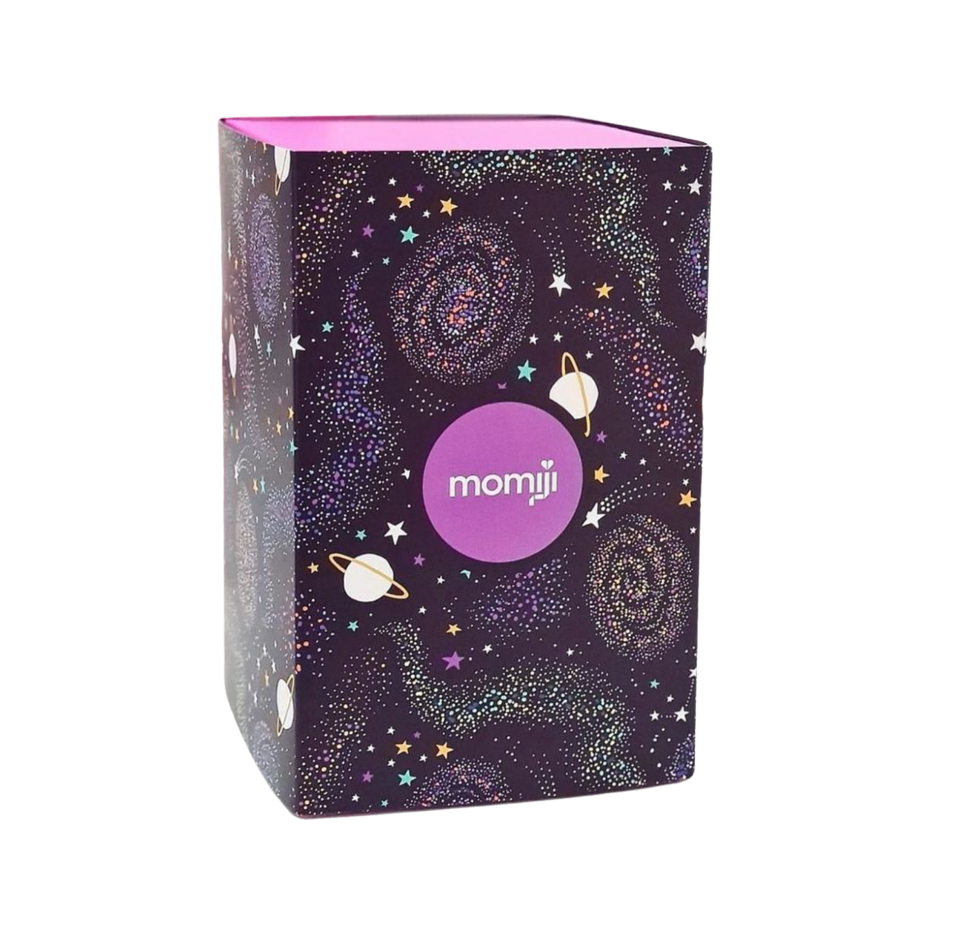 Electra Momiji doll 5.5" box with planets, stars, and Momiji artwork in a cosmic theme; collectible, while stocks last. — Momiji Doll